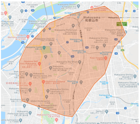 Uber Eats(ウーバーイーツ)の和歌山県の対応エリア