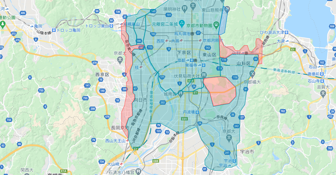 Uber Eats(ウーバーイーツ)配達パートナー【京都の配達エリア】