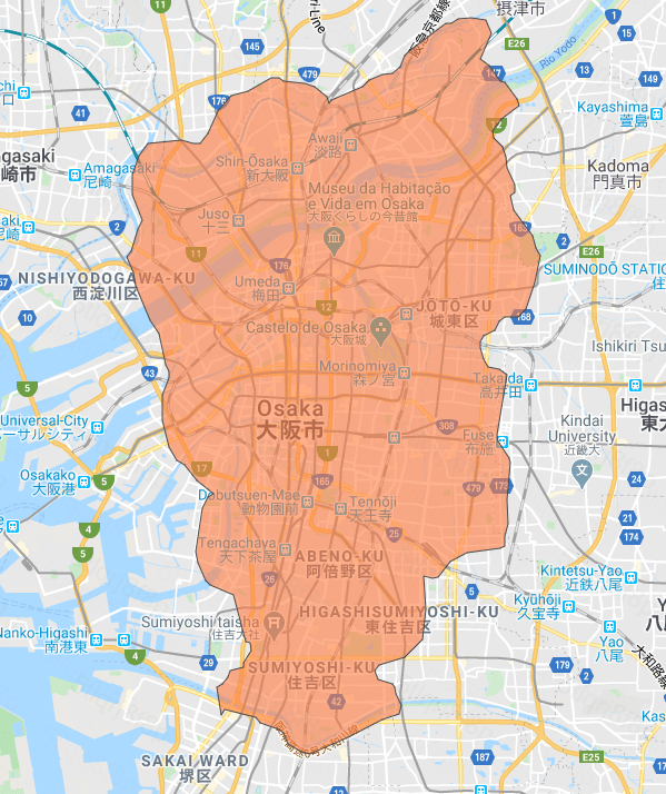 大阪DiDiフードの配達エリア・対応地域