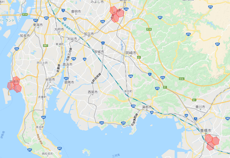 名古屋・愛知menu配達員の配達エリア【2021年3月22日拡大エリア（豊田市、常滑市、豊橋市）】