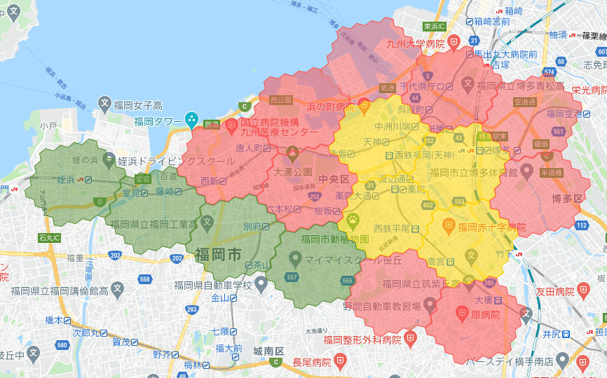 menu福岡の配達エリア・対応地域詳細