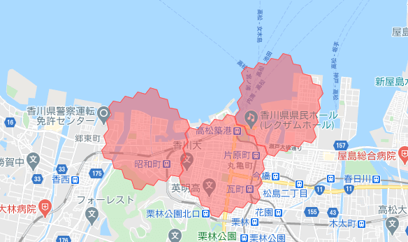 menu高松・香川の配達エリア・対応地域詳細