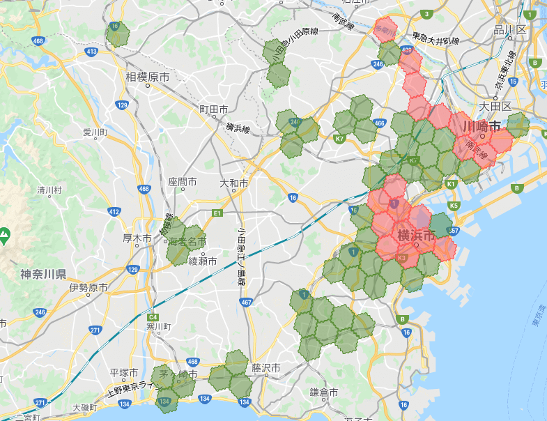 神奈川menu配達員の配達エリア