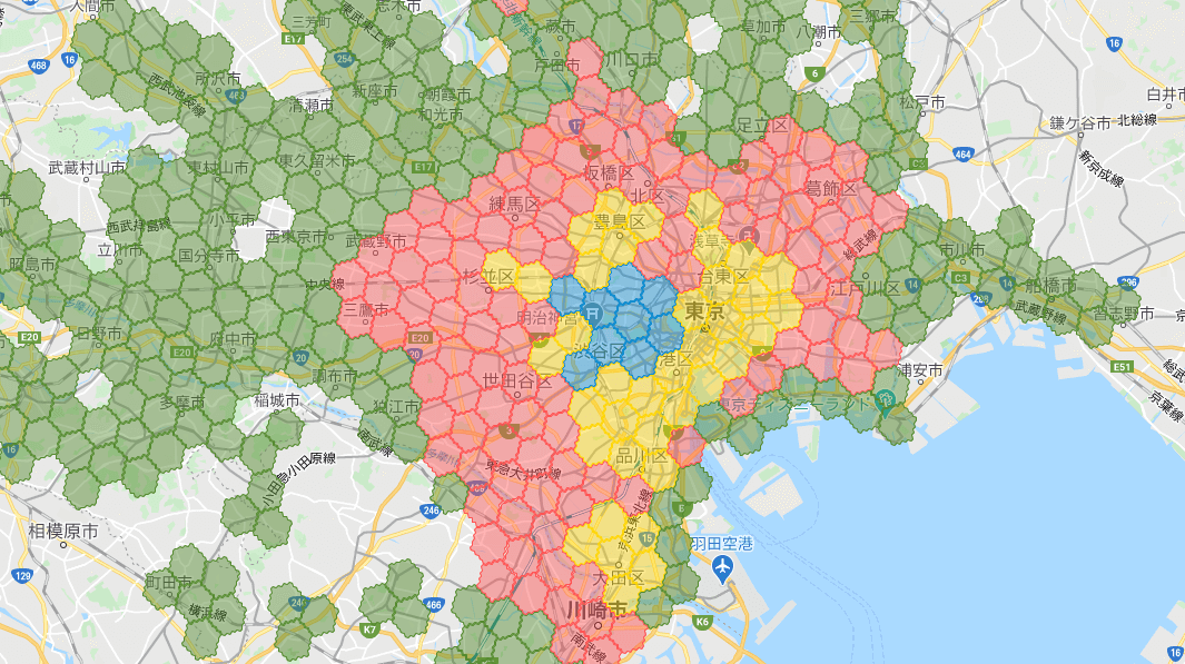 東京menu配達員の配達エリア