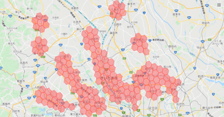 menu（メニュー）埼玉の配達エリアマップ