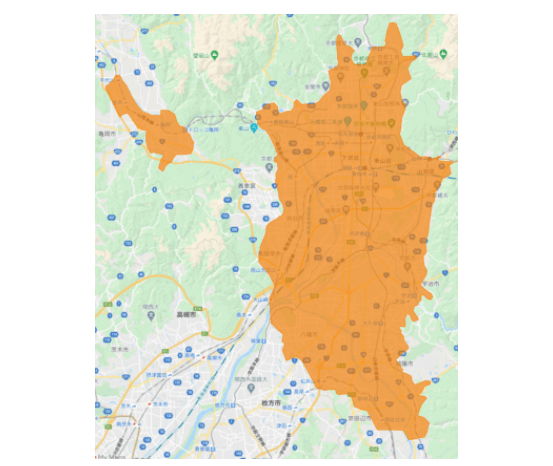 DiDiフード京都の配達エリア・対応地域