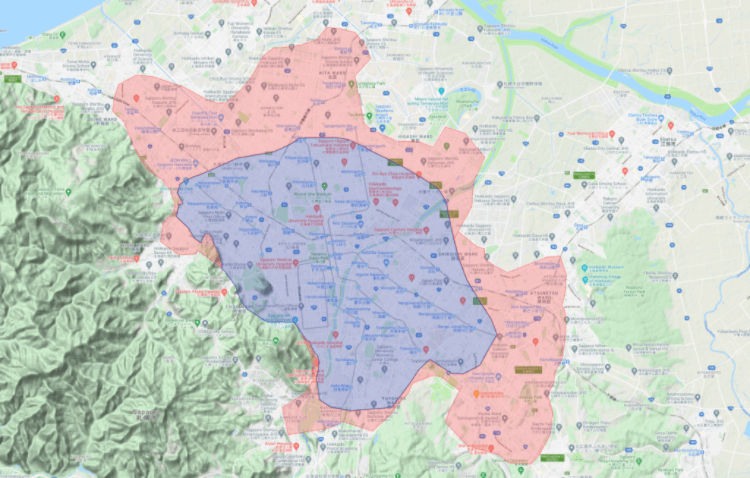 Uber Eats(ウーバーイーツ)札幌エリアの配達対応地域【中央区、白石区、東区、北区、西区、手稲区、南区、豊平区、清田区、厚別区】