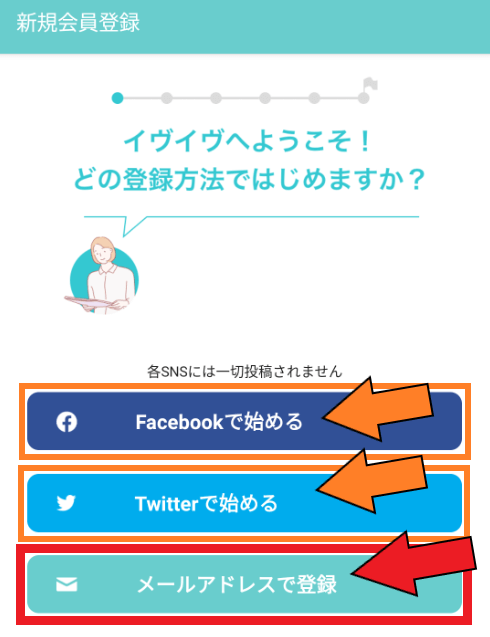 イヴイヴ(イブイブ)の新規登録方法