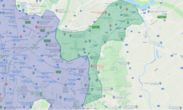 Uber Eats(ウーバーイーツ)札幌エリアの配達対応地域【中央区、白石区、東区、北区、西区、手稲区、南区、豊平区、清田区、厚別区】