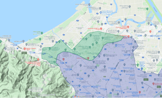 Uber Eats(ウーバーイーツ)札幌エリアの配達対応地域【中央区、白石区、東区、北区、西区、手稲区、南区、豊平区、清田区、厚別区】