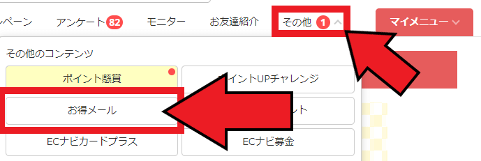 ECナビで5～500ポイントが貰える・新規メルマガ登録キャンペーン