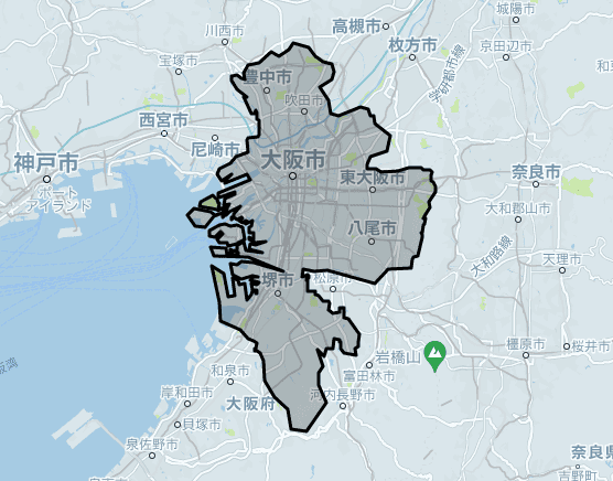 Uber Taxi(ウーバータクシー)大阪市の対応エリア