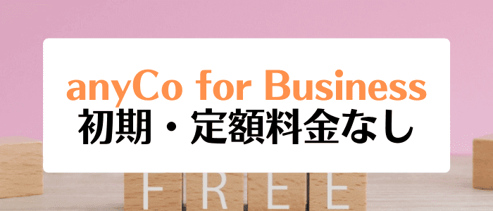anyCo for Business(エニコ・フォー・ビジネス)キャンペーン・初期/定額料無しで利用できる