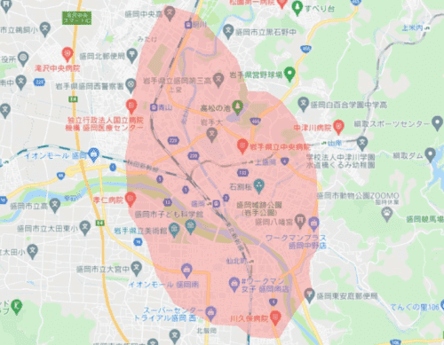 Uber Eats(ウーバーイーツ)盛岡の配達エリア・対応地域