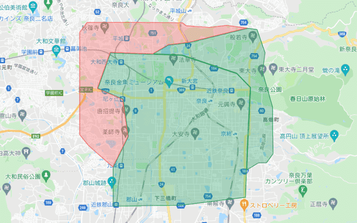 Uber Eats(ウーバーイーツ)の奈良市の対応エリアと注文時間