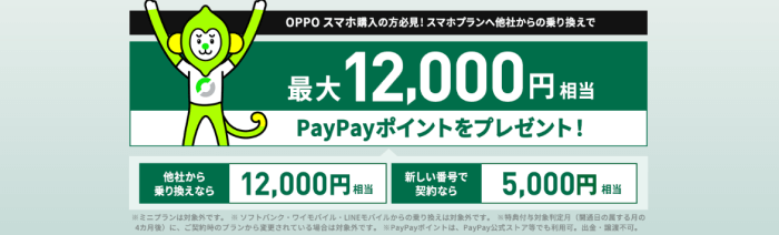 乗り換えキャンペーンでPayPayポイント最大12000円相当プレゼント