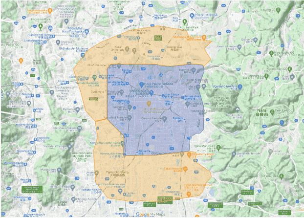 Uber Eats(ウーバーイーツ)の奈良市の対応エリアと注文時間