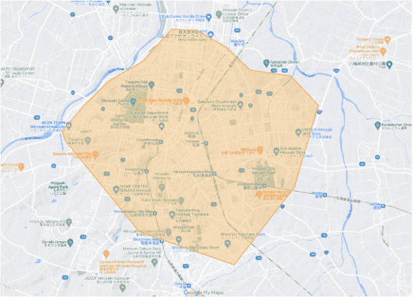 Uber Eats(ウーバーイーツ)弘前の配達エリア・対応地域