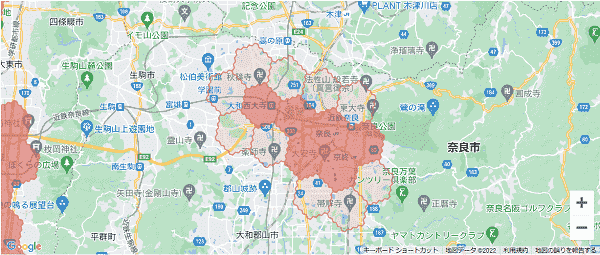 menuアプリの配達エリア・対応地域・奈良