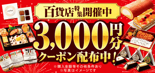 menu(メニュー)3000円分クーポンがもらえる百貨店特集