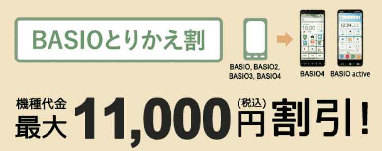 auオンラインショップ【BASIOとりかえキャンペーン】機種代最大11000円割引