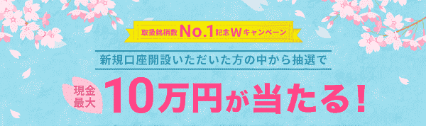 現金最大100000円が新規口座開設で当たる