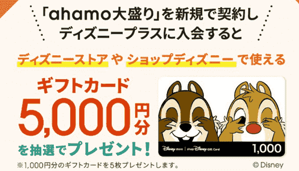 新規契約で5000円分のギフトカードが当たる