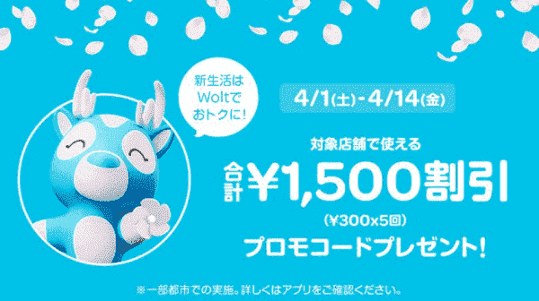 Wolt(ウォルト)初回1500円分クーポンキャンペーン