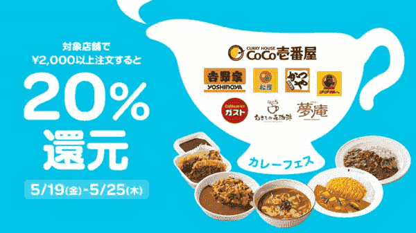 【Wolt】20%還元カレーフェスが5/25まで実施