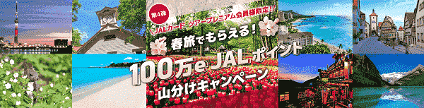 【JAL(日本航空)】100万e JALポイント山分け！JALカードツアープレミアム会員限定