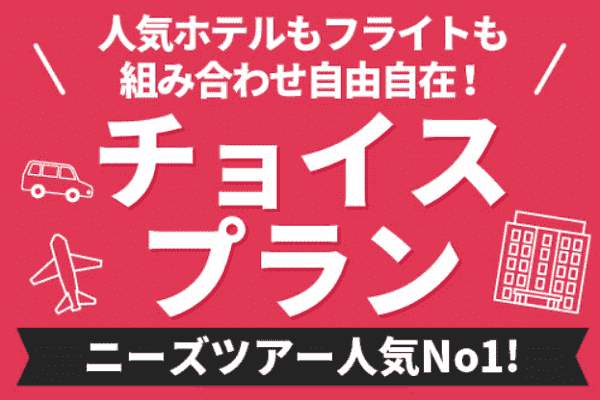 【ニーズツアー】人気No.1のチョイスプランでホテルもフライトも組み合わせ自由自在