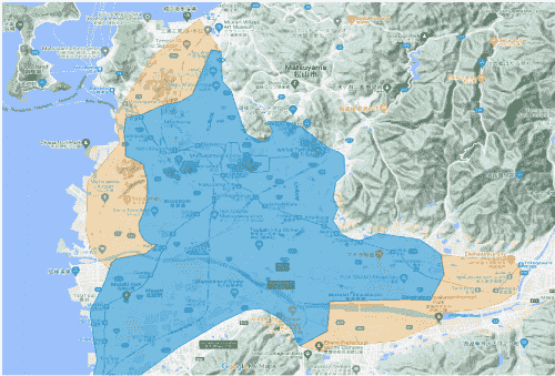 ウーバーイーツ松山（愛媛）の細かい対応エリア・範囲は？