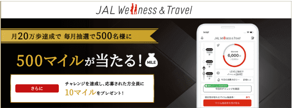 【JAL(日本航空)】毎月の抽選で500マイルが当たるキャンペーン
