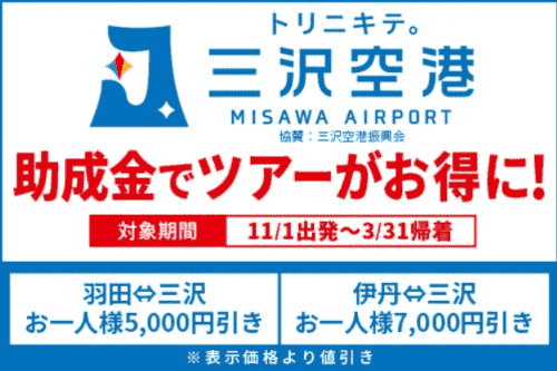 【ニーズツアー】最大7000割引の羽田/伊丹⇔三沢助成金キャンペーン