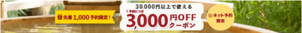 【ゆこゆこネット】【期間限定】3000円オフクーポン【日曜～金曜】