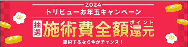 トリビューキャンペーン【期間限定】施術費最大全額ポイント還元が当たる